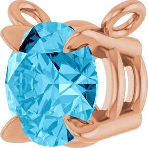 14K Rose Gold Natural Aquamarine Claw-Prong Necklace Center
