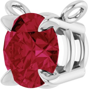14K White Gold Lab-Grown Ruby Claw-Prong Necklace Center