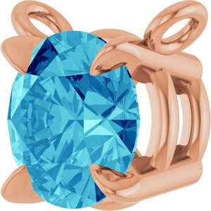 14K Rose Gold Natural Blue Zircon Claw-Prong Necklace Center