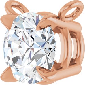 14K Rose Gold Natural White Sapphire Claw-Prong Necklace Center