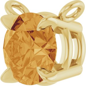 14K Yellow Gold Natural Citrine Claw-Prong Necklace Center