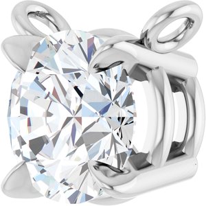 14K White Gold Natural White Sapphire Claw-Prong Necklace Center