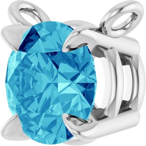 Platinum Natural Blue Zircon Claw-Prong Necklace Center