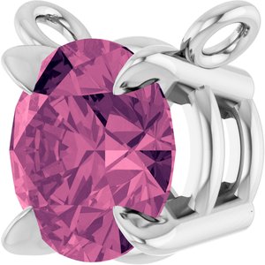 14K White Gold Natural Pink Tourmaline Claw-Prong Necklace Center