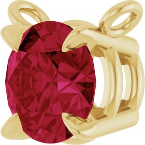 14K Yellow Gold Natural Ruby Claw-Prong Necklace Center