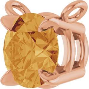 14K Rose Gold Natural Citrine Claw-Prong Necklace Center