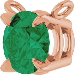 14K Rose Gold Lab-Grown Emerald Claw-Prong Necklace Center