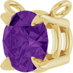 14K Yellow Gold Natural Amethyst Claw-Prong Necklace Center