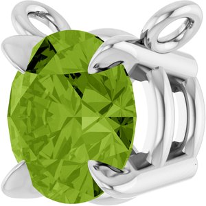 14K White Gold Natural Peridot Claw-Prong Necklace Center