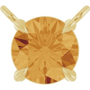 14K Yellow Gold Natural Citrine Claw-Prong Necklace Center