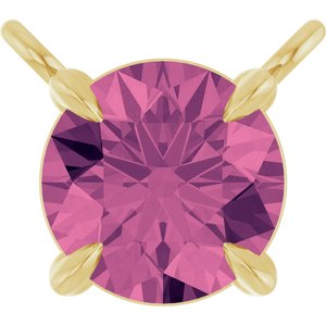 14K Yellow Gold Natural Pink Tourmaline Claw-Prong Necklace Center