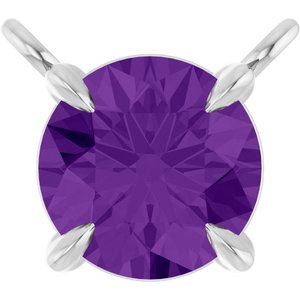 Platinum Natural Amethyst Claw-Prong Necklace Center