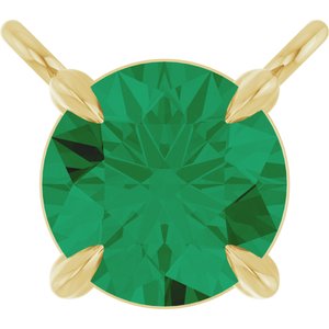 14K Yellow Gold Natural Emerald Claw-Prong Necklace Center