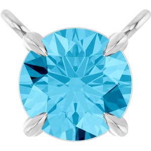Platinum Natural Aquamarine Claw-Prong Necklace Center