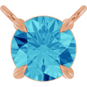 14K Rose Gold Natural Blue Zircon Claw-Prong Necklace Center