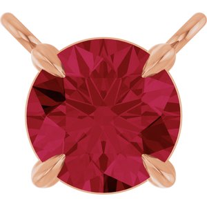 14K Rose Gold Lab-Grown Ruby Claw-Prong Necklace Center