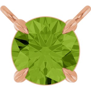 14K Rose Gold Natural Peridot Claw-Prong Necklace Center