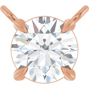 14K Rose Gold Natural White Sapphire Claw-Prong Necklace Center