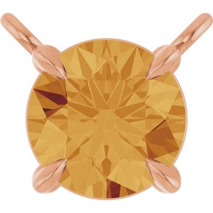 14K Rose Gold Natural Citrine Claw-Prong Necklace Center