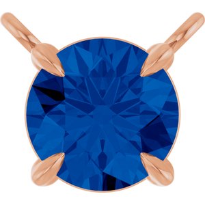 14K Rose Gold Natural Blue Sapphire Claw-Prong Necklace Center