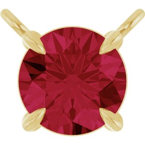 14K Yellow Gold Natural Ruby Claw-Prong Necklace Center
