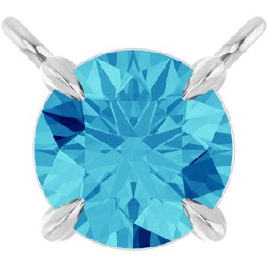 14K White Gold Natural Blue Zircon Claw-Prong Necklace Center