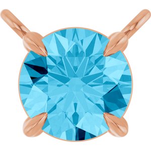 14K Rose Gold Natural Aquamarine Claw-Prong Necklace Center