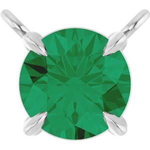 Platinum Natural Emerald Claw-Prong Necklace Center