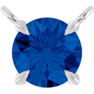 14K White Gold Natural Blue Sapphire Claw-Prong Necklace Center