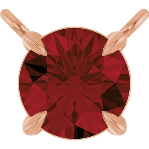 14K Rose Gold Natural Mozambique Garnet Claw-Prong Necklace Center