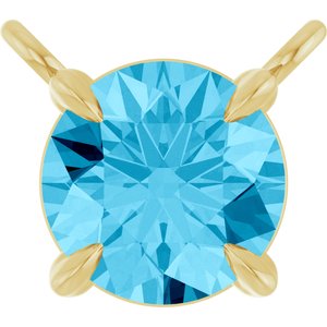 14K Yellow Gold Natural Aquamarine Claw-Prong Necklace Center