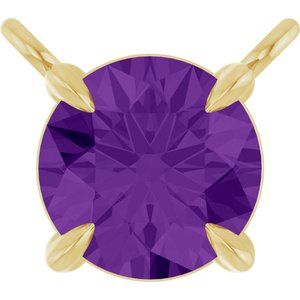 14K Yellow Gold Natural Amethyst Claw-Prong Necklace Center