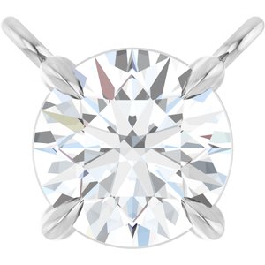 14K White Gold Natural White Sapphire Claw-Prong Necklace Center