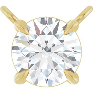 14K Yellow Gold Natural White Sapphire Claw-Prong Necklace Center