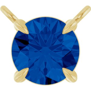 14K Yellow Gold Natural Blue Sapphire Claw-Prong Necklace Center