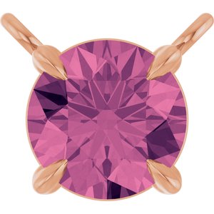 14K Rose Gold Natural Pink Tourmaline Claw-Prong Necklace Center