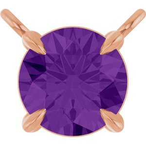 14K Rose Gold Natural Amethyst Claw-Prong Necklace Center