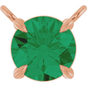 14K Rose Gold Lab-Grown Emerald Claw-Prong Necklace Center