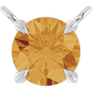 14K White Gold Natural Citrine Claw-Prong Necklace Center