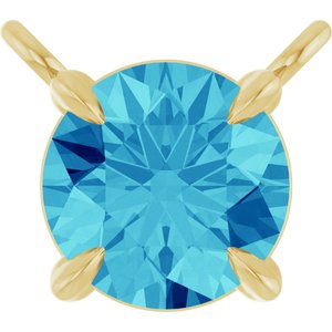 14K Yellow Gold Natural Blue Zircon Claw-Prong Necklace Center