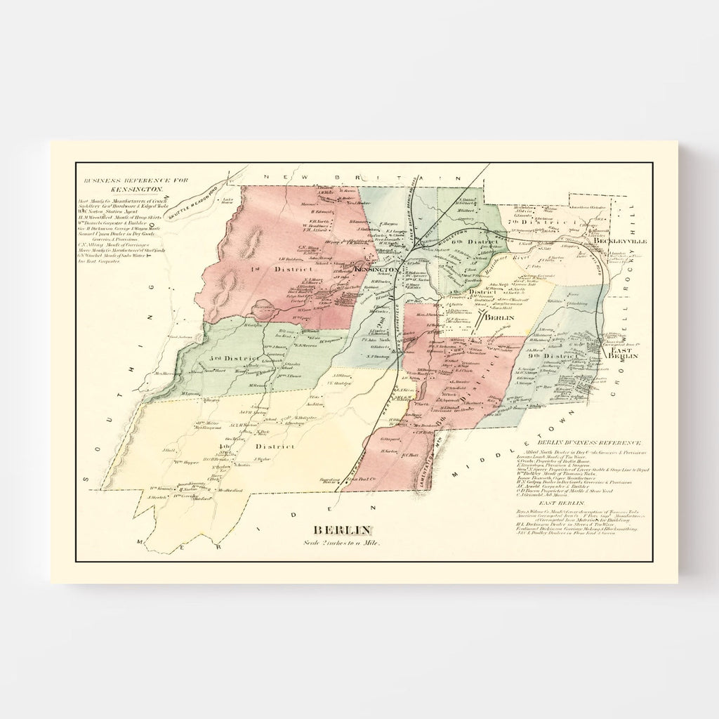 Vintage Map of Berlin, Connecticut 1869