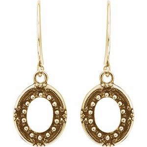 14K Yellow Gold 9x7 mm Oval Vintage-Inspired Earring Mounting – image 2