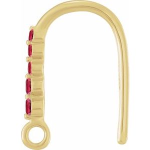 14K Yellow Gold Lab-Grown Ruby Five-Stone Earring Top