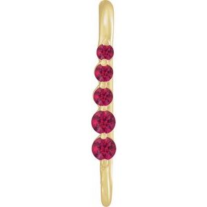 14K Yellow Gold Lab-Grown Ruby Five-Stone Earring Top