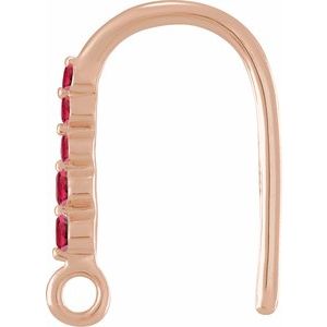 14K Rose Gold Lab-Grown Ruby Five-Stone Earring Top