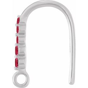 14K White Gold Lab-Grown Ruby Five-Stone Earring Top