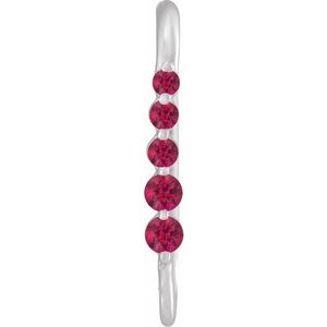 14K White Gold Lab-Grown Ruby Five-Stone Earring Top