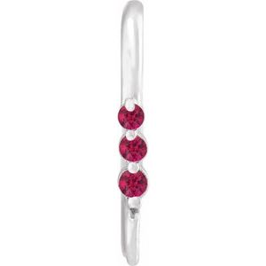 14K White Gold Lab-Grown Ruby Three-Stone Earring Top