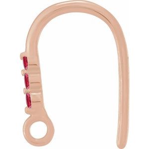 14K Rose Gold Lab-Grown Ruby Three-Stone Earring Top