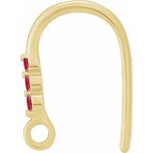 14K Yellow Gold Lab-Grown Ruby Three-Stone Earring Top